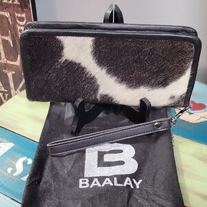 Baalay Black and White Cowhide Wallet With Dusty